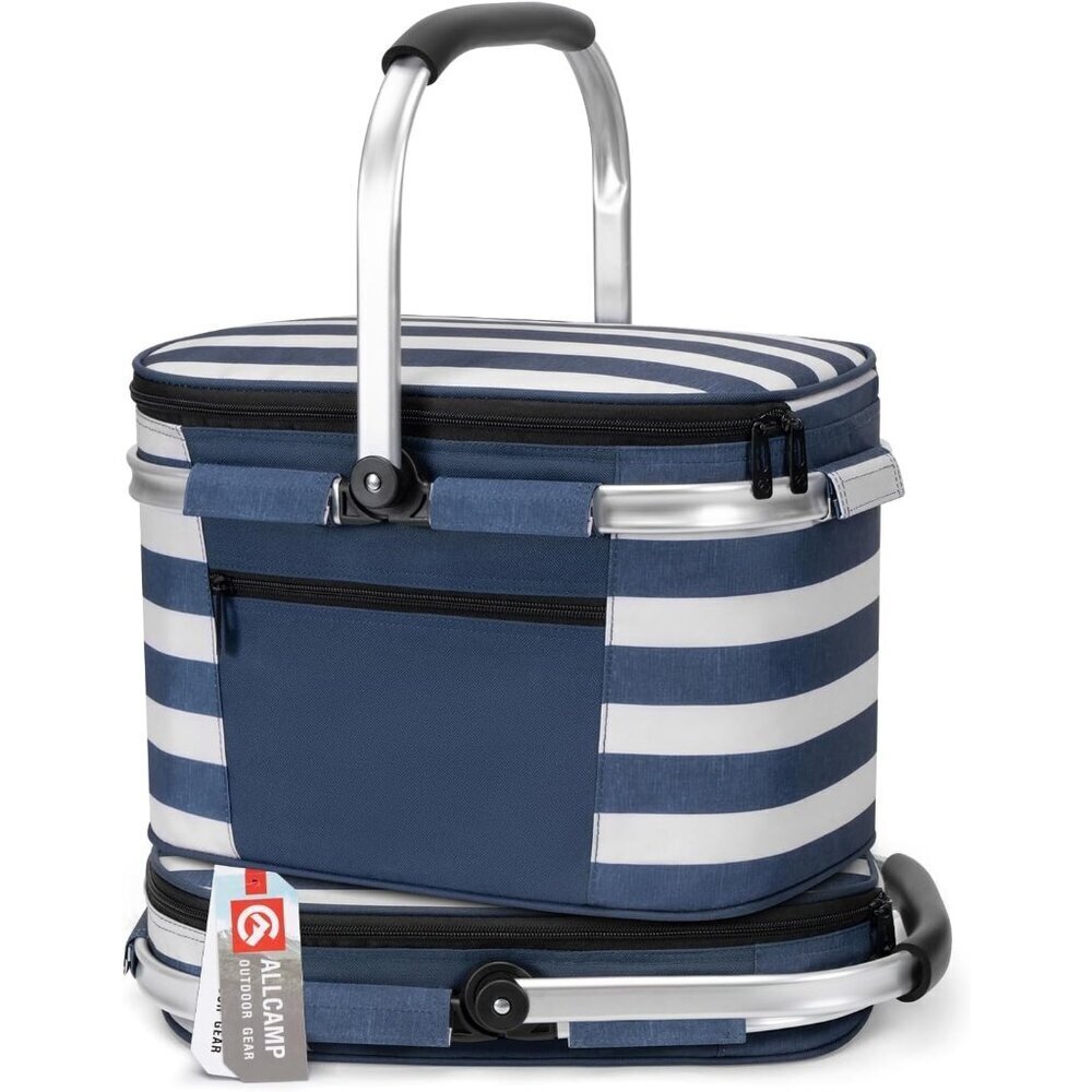ALLCAMP Picnic Basket - Insulated Cooler, Thickening Foldable Picnic Basket